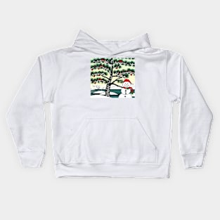 A Snowman and a Christmas Tree Kids Hoodie